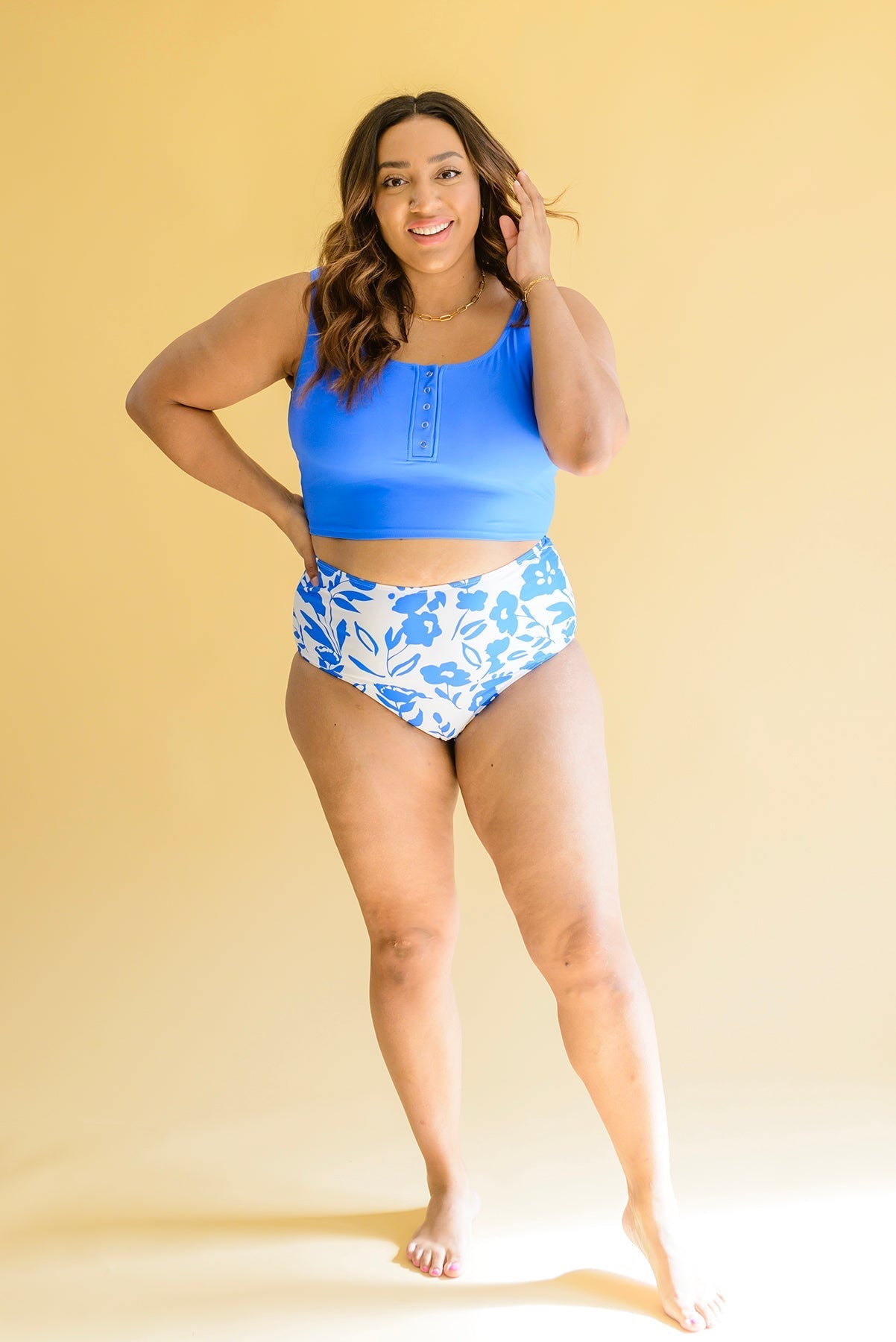 Bermuda Button Up Swim Top and Floral Swim Bottoms (Online Exclusive) - Uptown Boutique Ramona