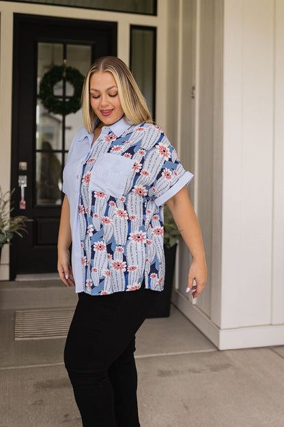 Best Of Both Worlds Button Down Top - Uptown Boutique Ramona