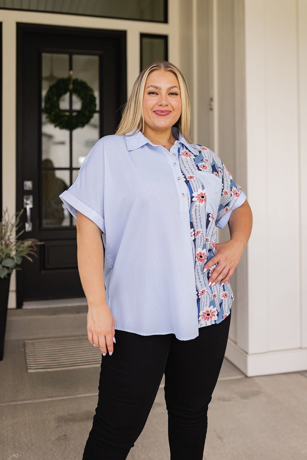 Best Of Both Worlds Button Down Top - Uptown Boutique Ramona