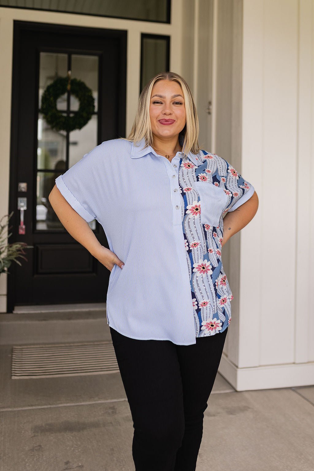 Best Of Both Worlds Button Down Top - Uptown Boutique Ramona