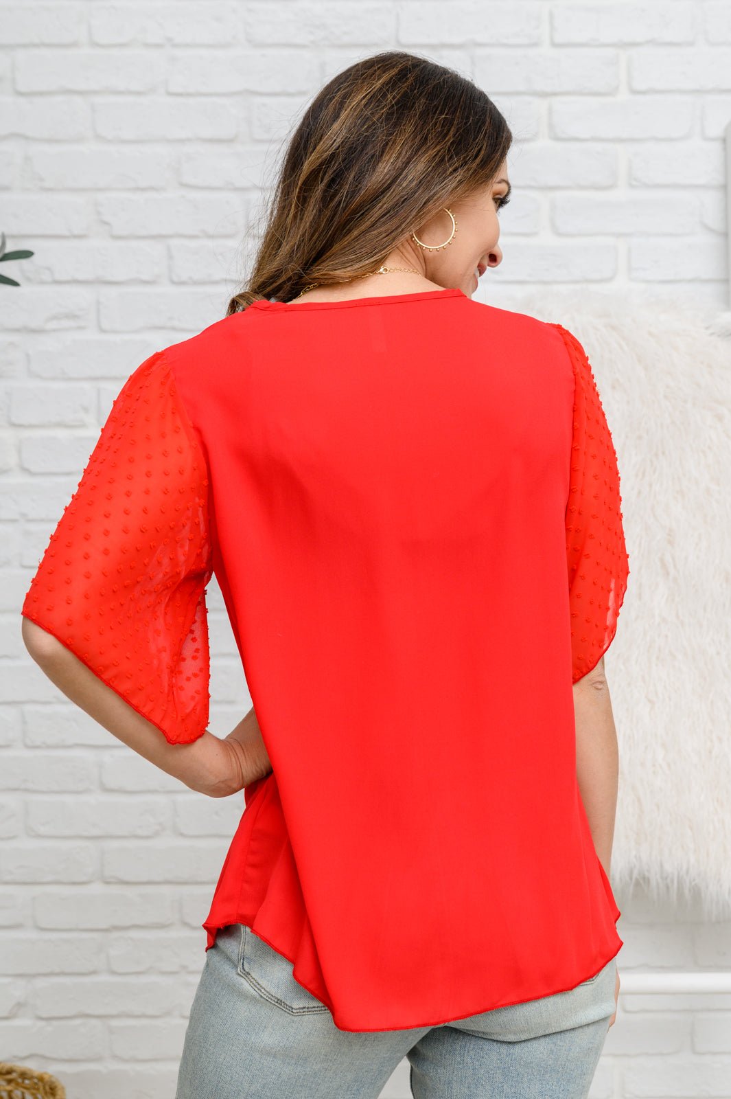 Best Of My Love Short Sleeve Blouse In Red (Online Exclusive) - Uptown Boutique Ramona