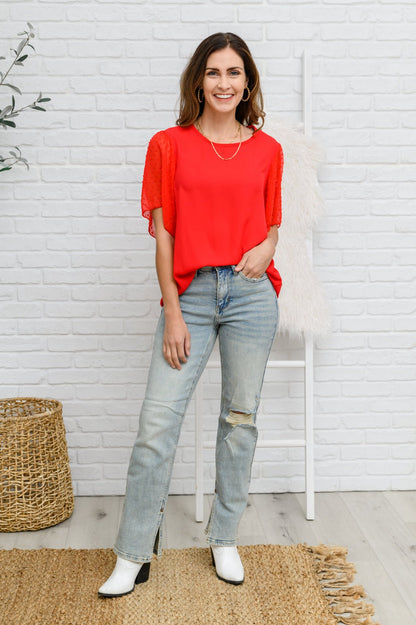 Best Of My Love Short Sleeve Blouse In Red (Online Exclusive) - Uptown Boutique Ramona