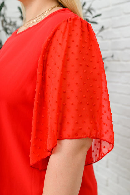 Best Of My Love Short Sleeve Blouse In Red (Online Exclusive) - Uptown Boutique Ramona