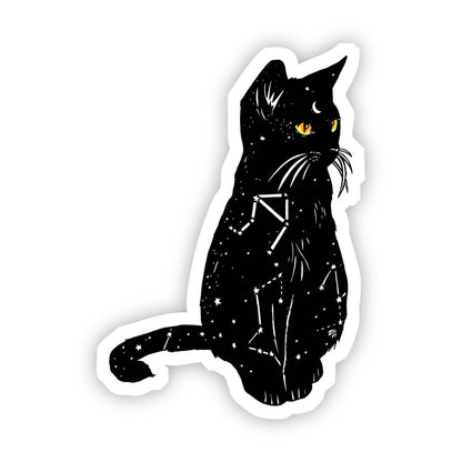 Black Cat with Yellow Eyes and Constellation Sticker - Uptown Boutique Ramona