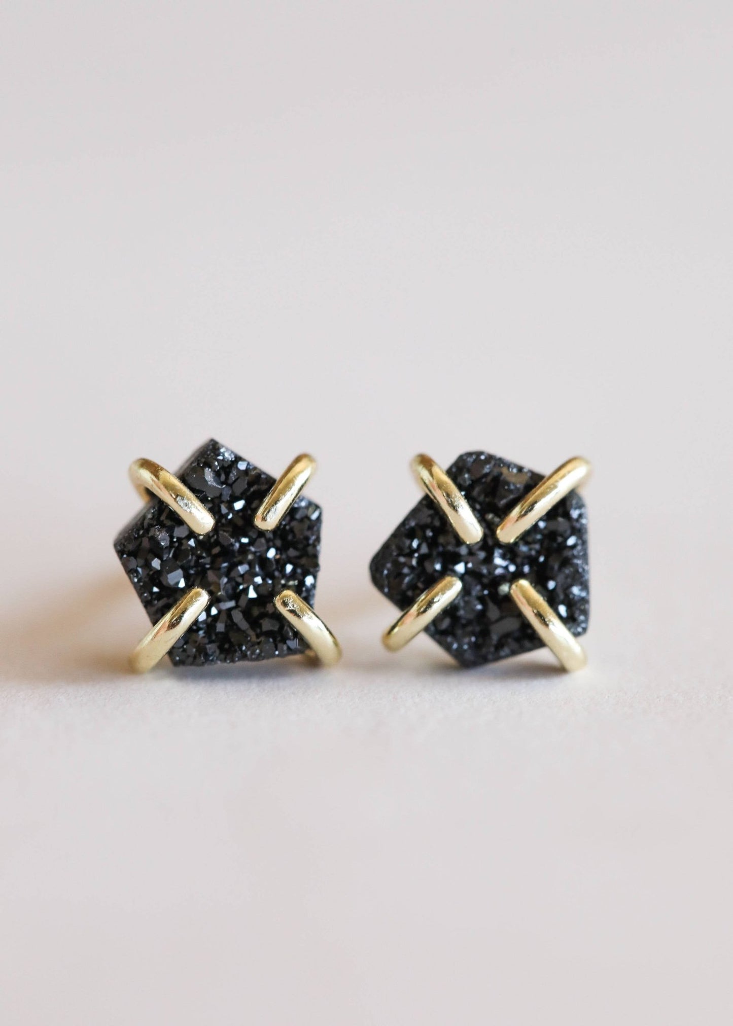 Black Druzy Prong Earring - Uptown Boutique Ramona