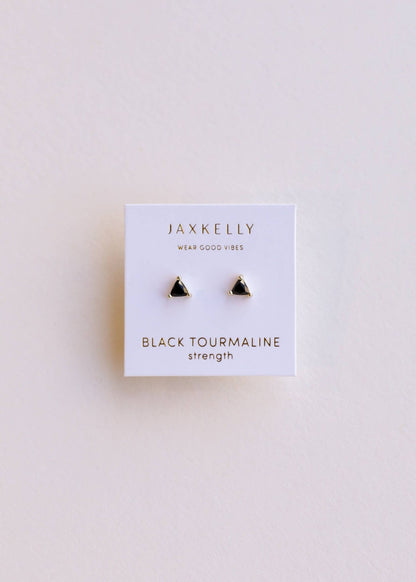 Black Tourmaline Mini Energy Gem Earring - Uptown Boutique Ramona