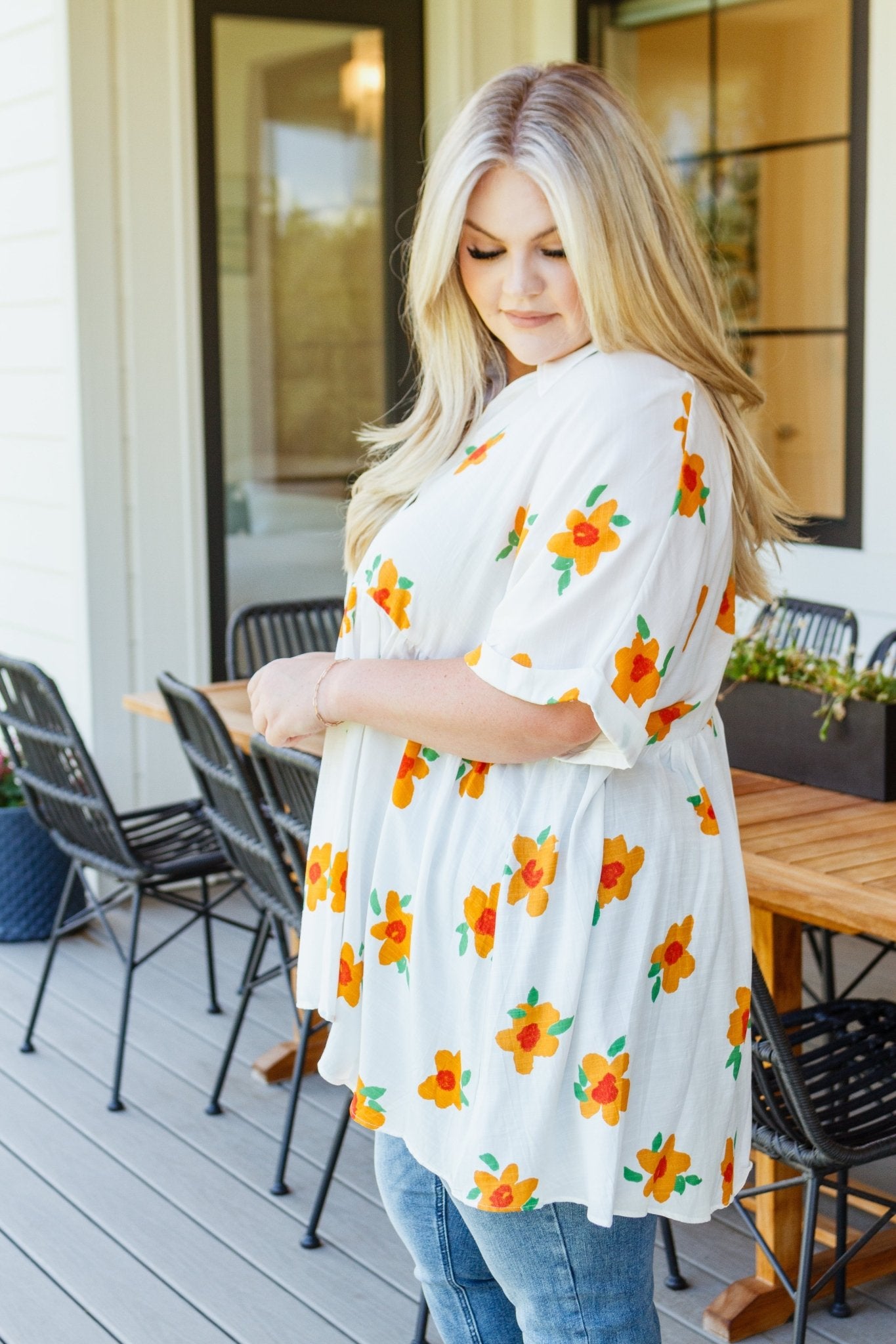 Blissed Out Button Up Babydoll Tunic (Online Exclusive) - Uptown Boutique Ramona