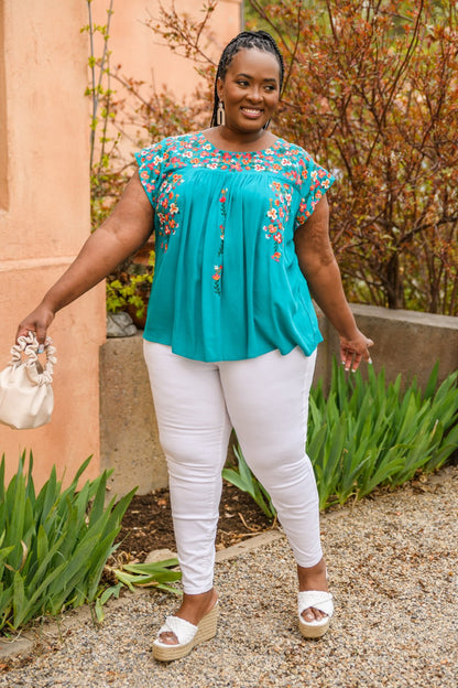 Blue Bossoms Shirt (Online Exclusive) - Uptown Boutique Ramona