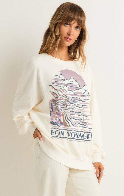 BON VOYAGE SUNDAY SWEATSHIRT - Uptown Boutique Ramona