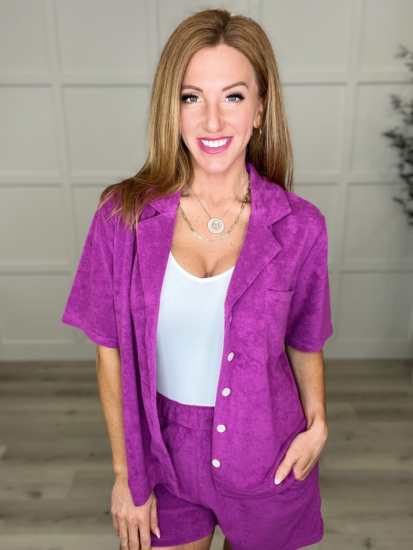 BONUS: French Terry Button Down Top (Online Exclusive) - Uptown Boutique Ramona