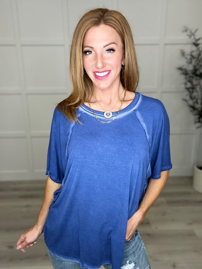 BONUS: The Remix Mineral Washed Oversized T - Shirt in Light Navy (Online Exclusive) - Uptown Boutique Ramona