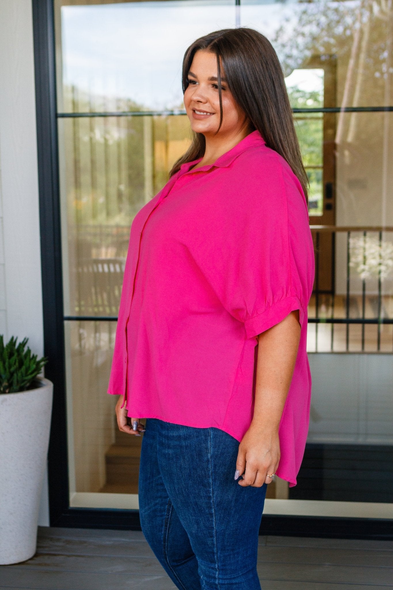 Bounding Beauty Button Down Blouse (Online Exclusive) - Uptown Boutique Ramona