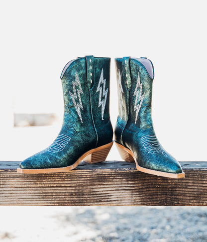 Bowie Metallic Boot in Teal (Online Exclusive)