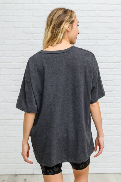 Boxy V Neck Boyfriend Tee In Charcoal (Online Exclusive) - Uptown Boutique Ramona