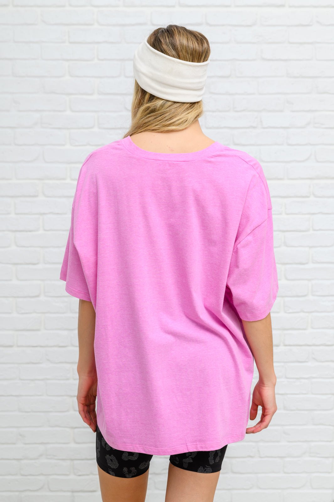 Boxy V Neck Boyfriend Tee In Pink (Online Exclusive) - Uptown Boutique Ramona