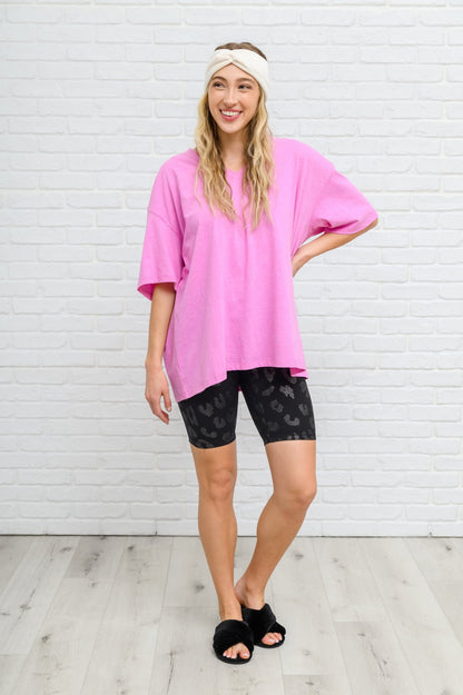 Boxy V Neck Boyfriend Tee In Pink (Online Exclusive) - Uptown Boutique Ramona