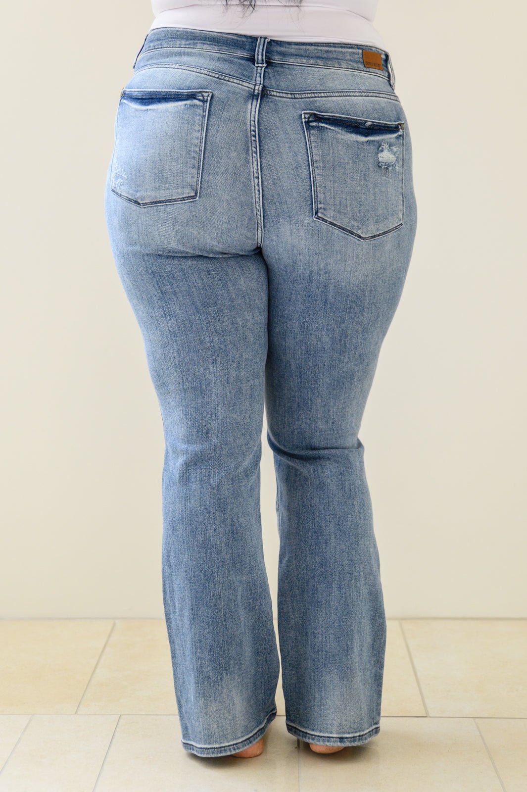 Brecken Hi - Waist Minimal Destroy Bootcut Jeans (Online Exclusive) - Uptown Boutique Ramona