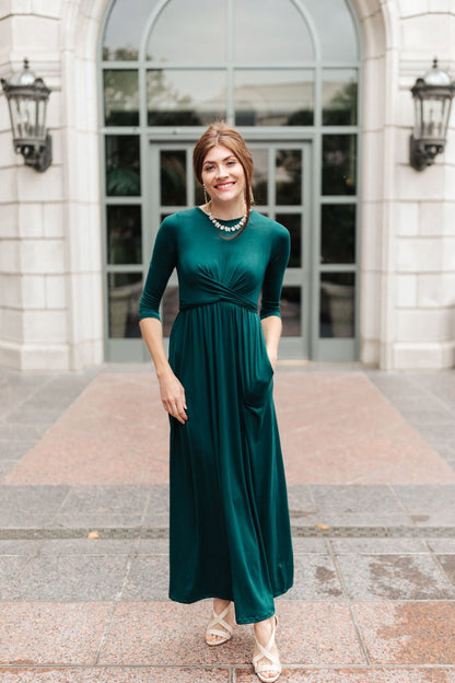 Bri Maxi Dress in Hunter Green (Online Exclusive) - Uptown Boutique Ramona