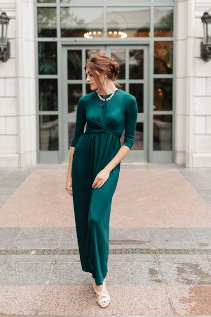 Bri Maxi Dress in Hunter Green (Online Exclusive) - Uptown Boutique Ramona