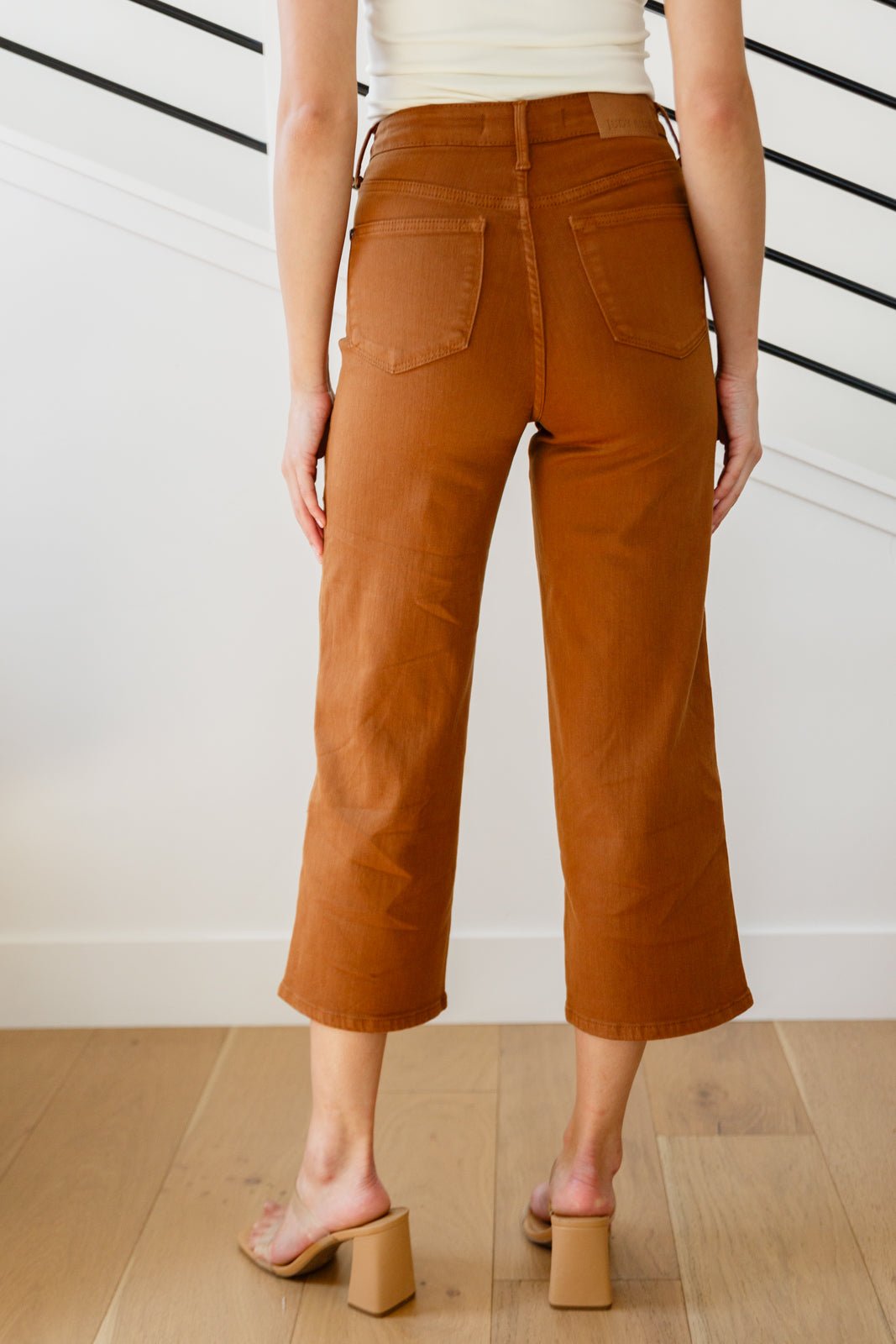 Briar High Rise Control Top Wide Leg Crop Jeans in Camel (Online Exclusive) - Uptown Boutique Ramona