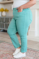 Bridgette High Rise Garment Dyed Slim Jeans in Aquamarine (Online Exclusive) - Uptown Boutique Ramona