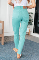 Bridgette High Rise Garment Dyed Slim Jeans in Aquamarine (Online Exclusive) - Uptown Boutique Ramona