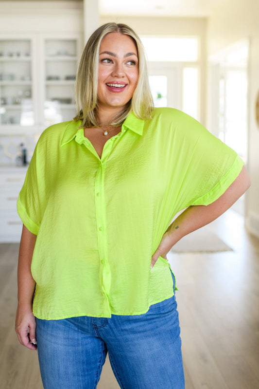 Bright Idea Button Down in Citrus - Uptown Boutique Ramona