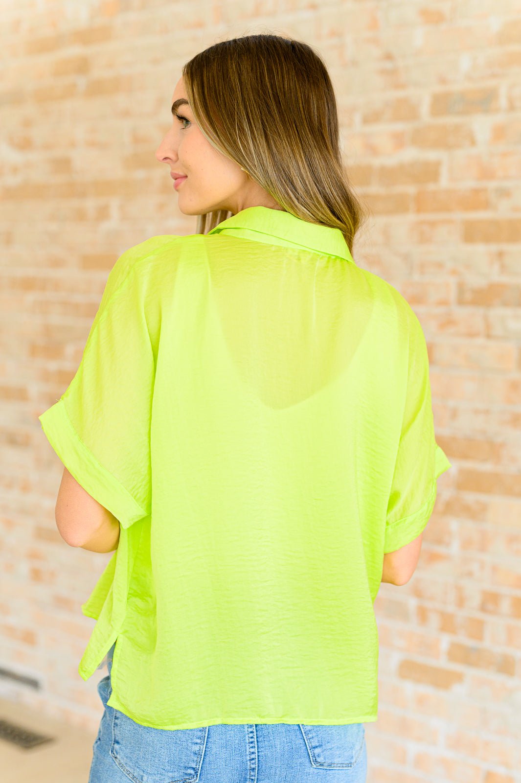 Bright Idea Button Down in Citrus - Uptown Boutique Ramona