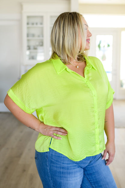 Bright Idea Button Down in Citrus - Uptown Boutique Ramona