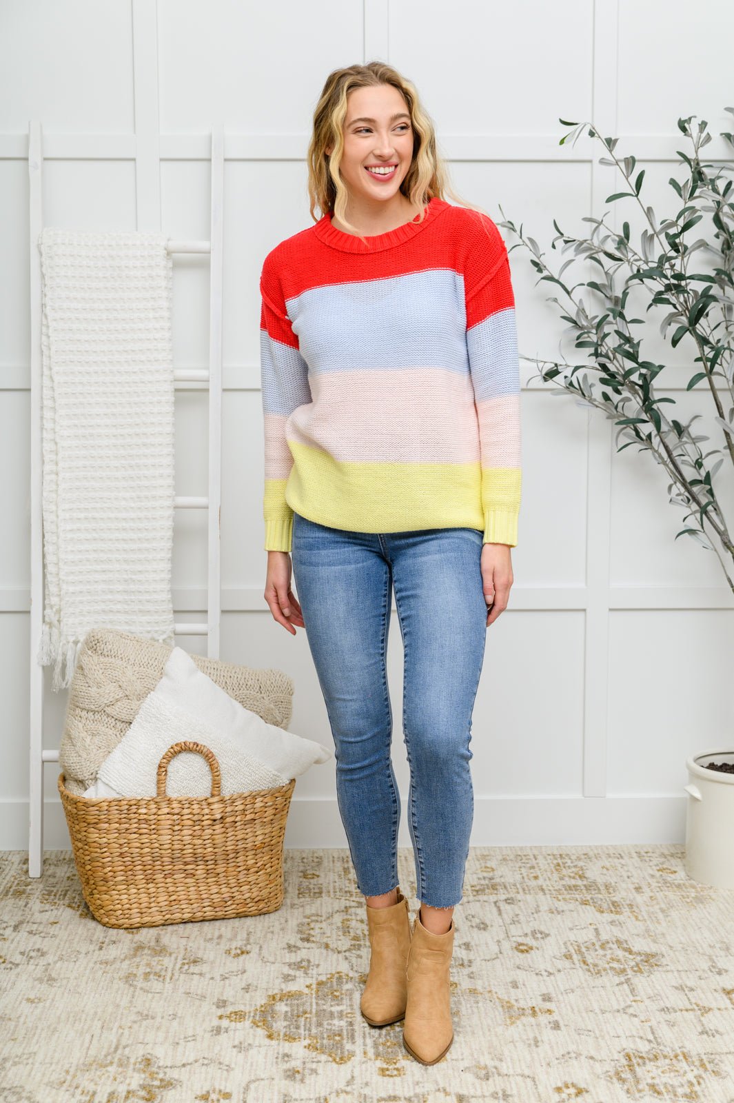 Bright Striped Knit Sweater (Online Exclusive) - Uptown Boutique Ramona