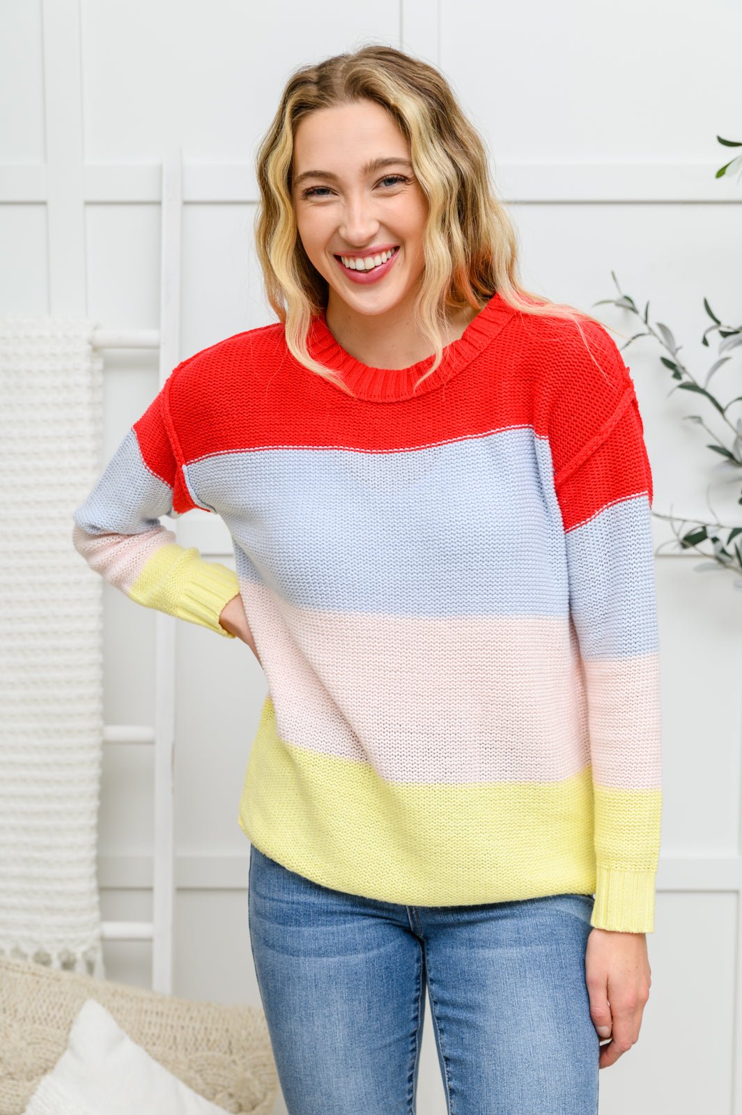 Bright Striped Knit Sweater (Online Exclusive) - Uptown Boutique Ramona