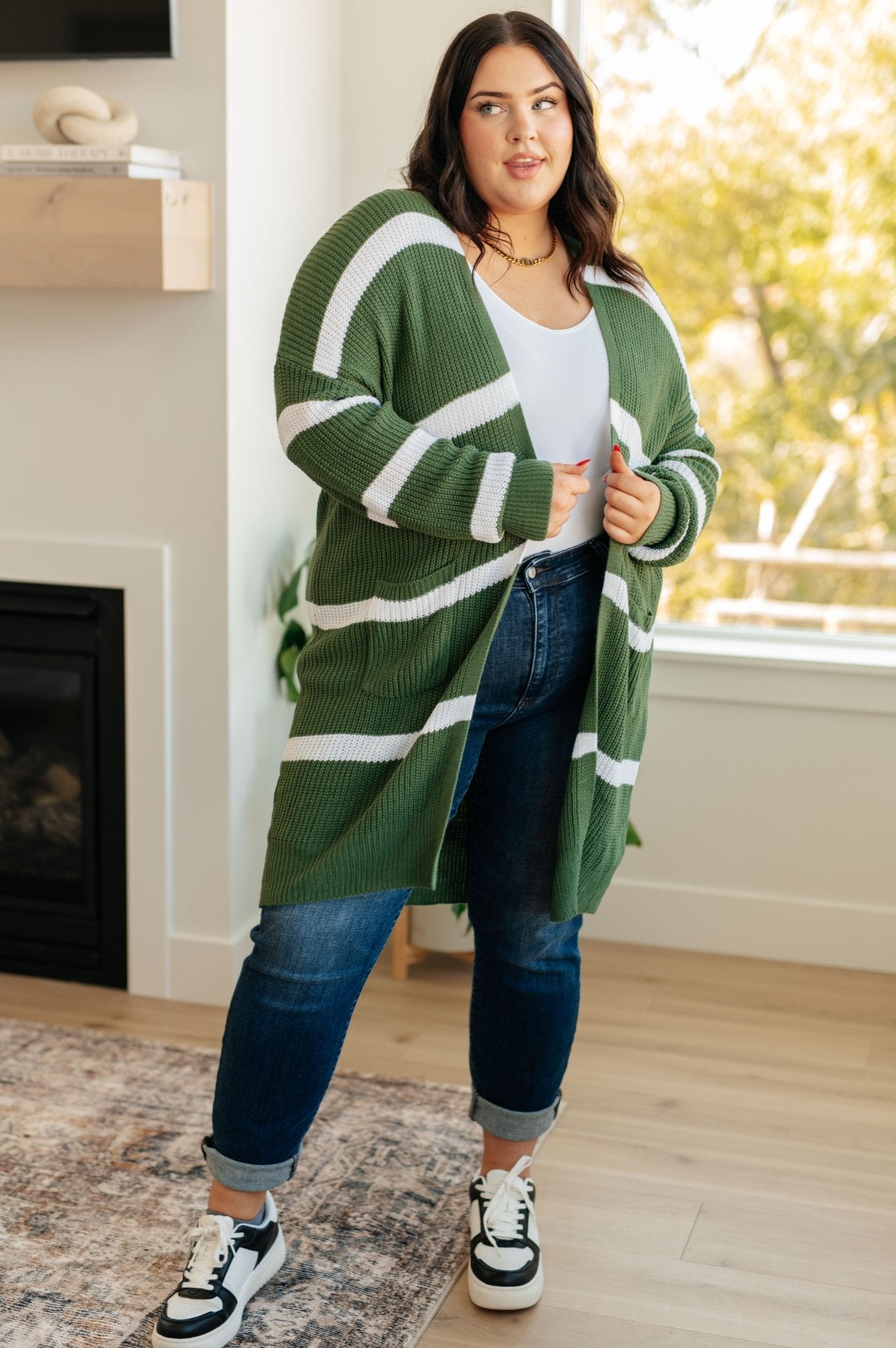 Brighter is Better Striped Cardigan in Green (Online Exclusive) - Uptown Boutique Ramona