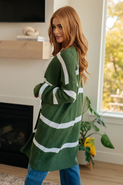 Brighter is Better Striped Cardigan in Green (Online Exclusive) - Uptown Boutique Ramona