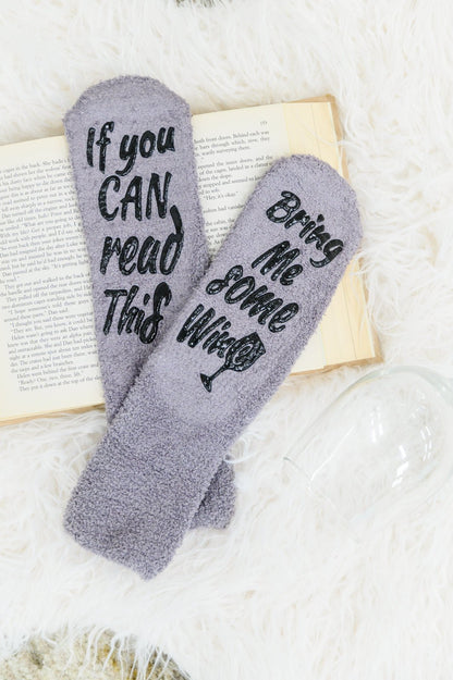 Bring Me Some Wine Socks In Gray (Online Exclusive) - Uptown Boutique Ramona