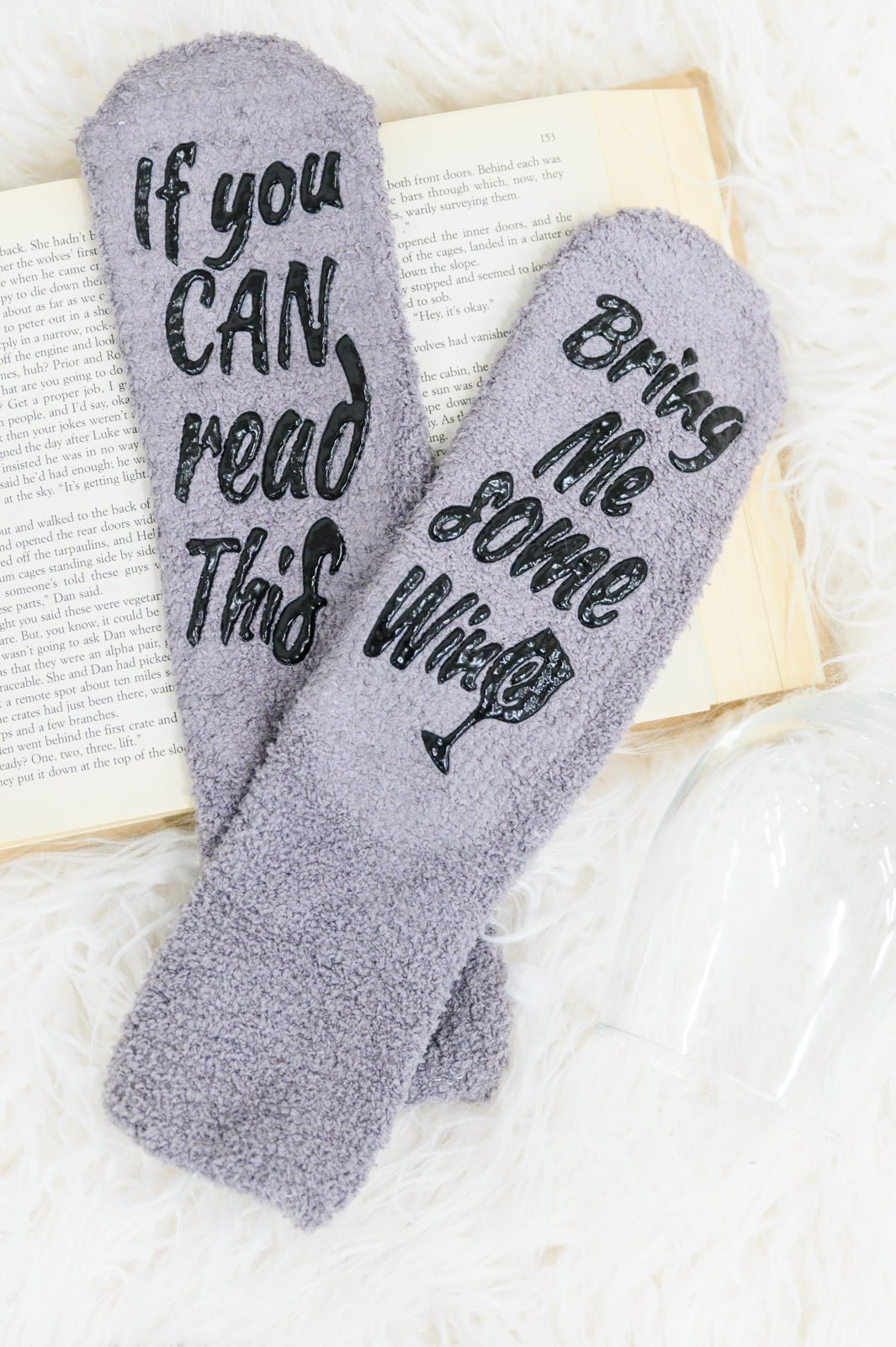 Bring Me Some Wine Socks In Gray (Online Exclusive) - Uptown Boutique Ramona