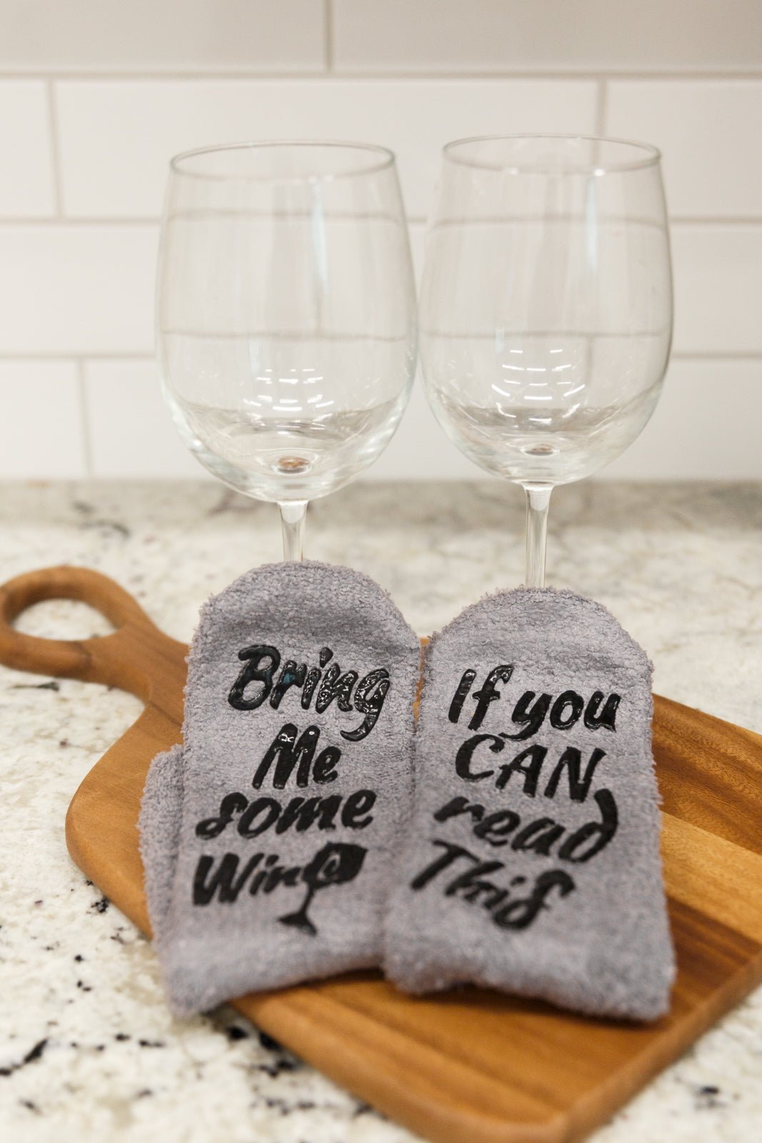 Bring Me Some Wine Socks In Gray (Online Exclusive) - Uptown Boutique Ramona