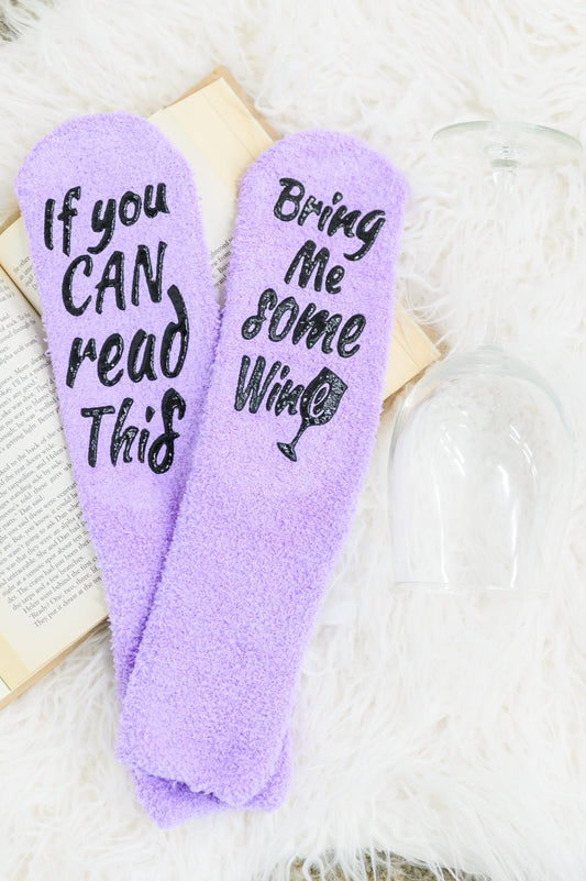 Bring Me Some Wine Socks in Purple (Online Exclusive) - Uptown Boutique Ramona