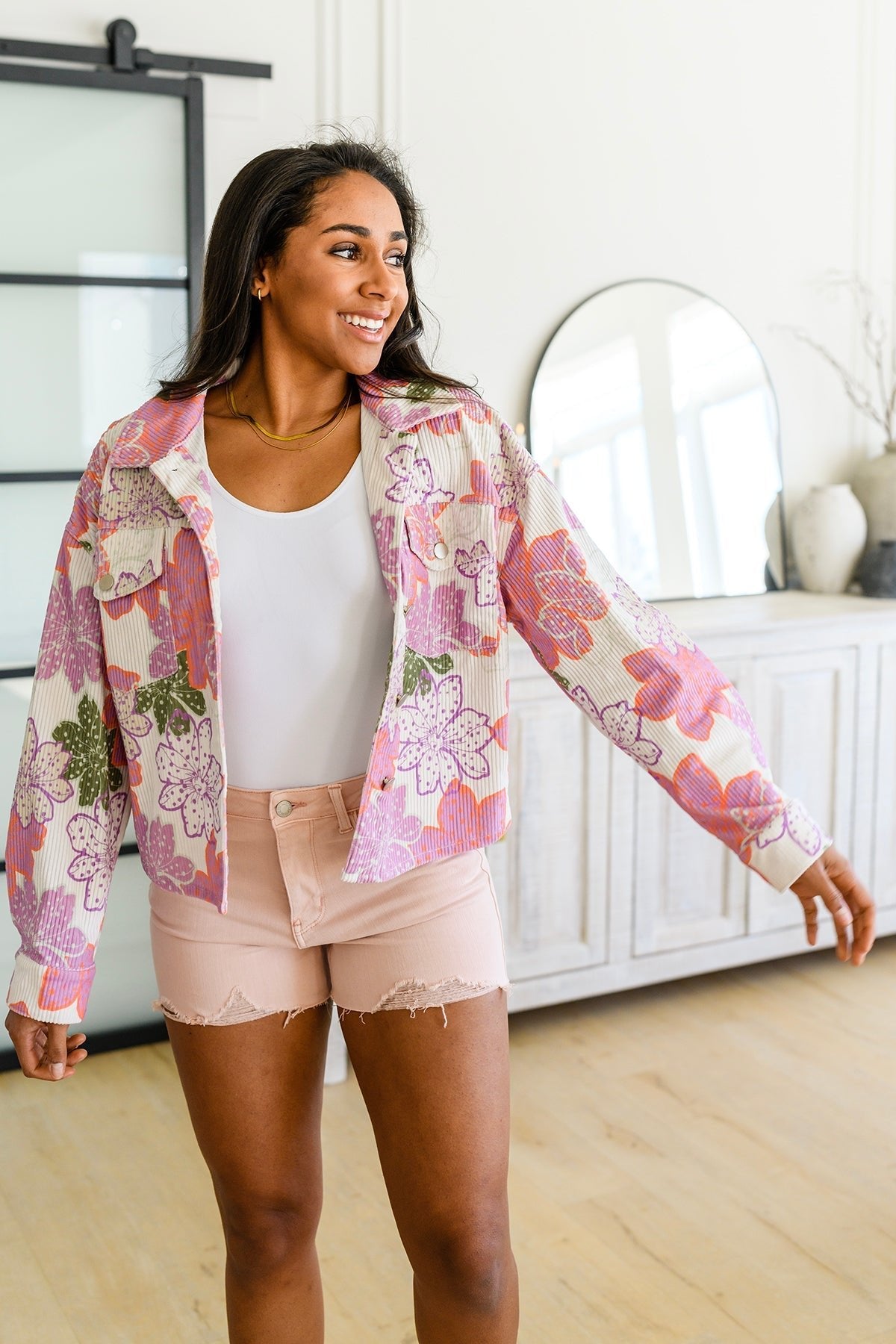 Bring the Bouquet Floral Corduroy Jacket (Online Exclusive) - Uptown Boutique Ramona