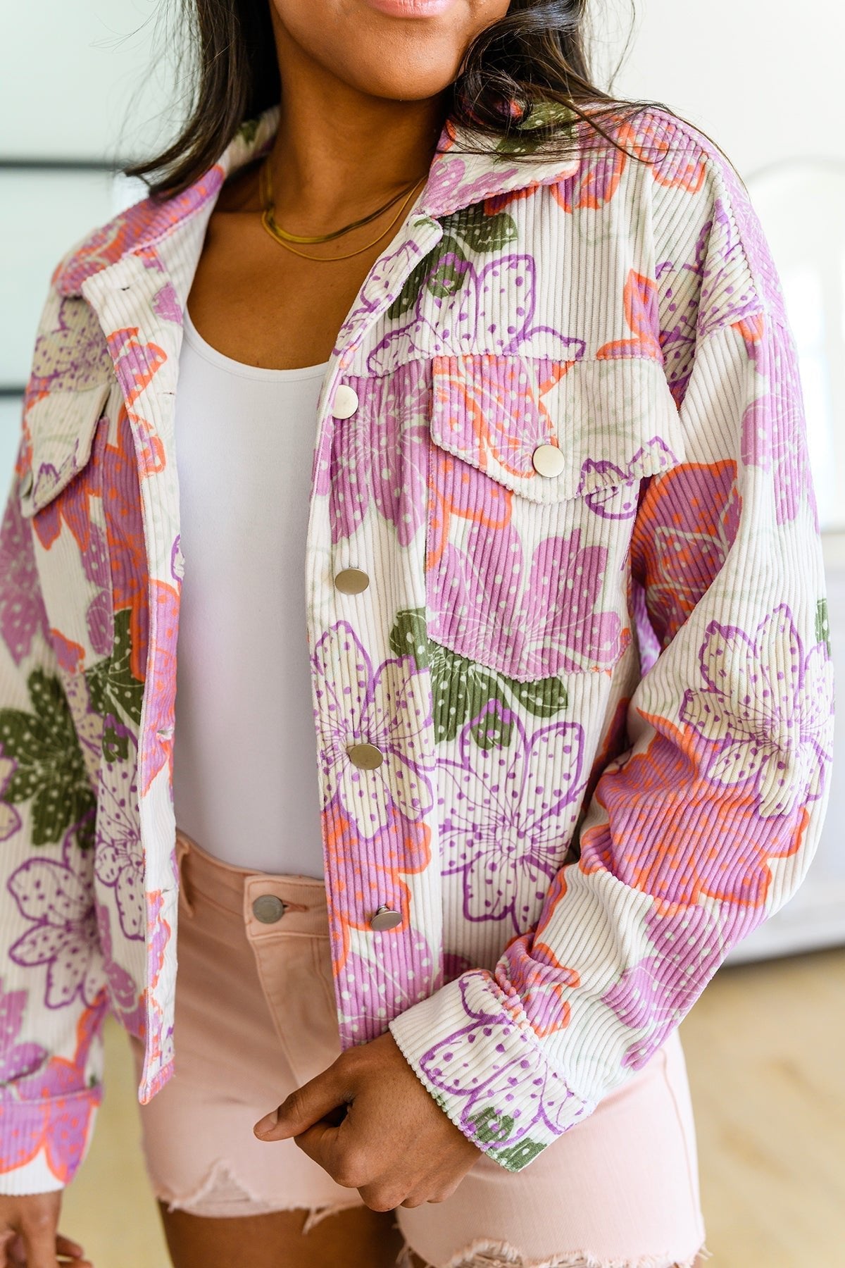 Bring the Bouquet Floral Corduroy Jacket (Online Exclusive) - Uptown Boutique Ramona