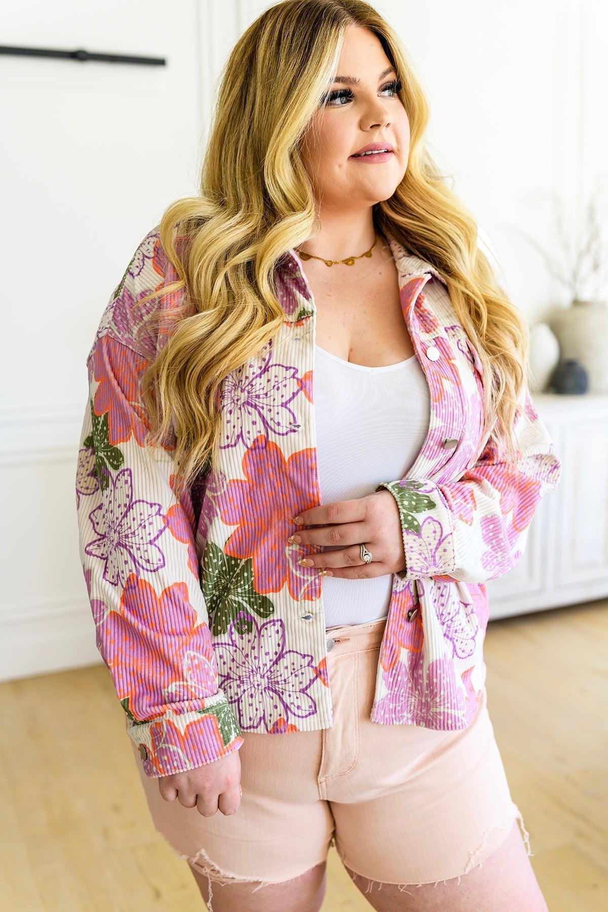 Bring the Bouquet Floral Corduroy Jacket (Online Exclusive) - Uptown Boutique Ramona