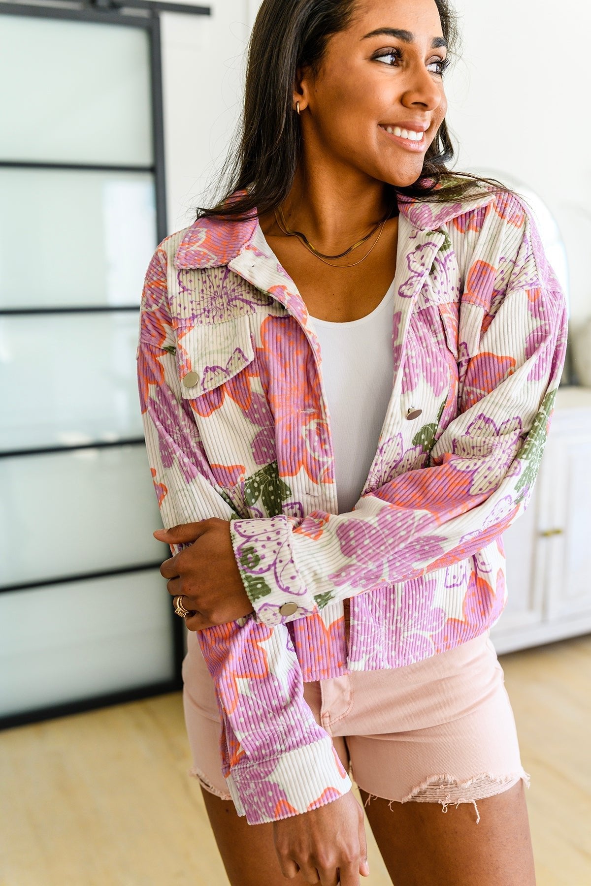 Bring the Bouquet Floral Corduroy Jacket (Online Exclusive) - Uptown Boutique Ramona