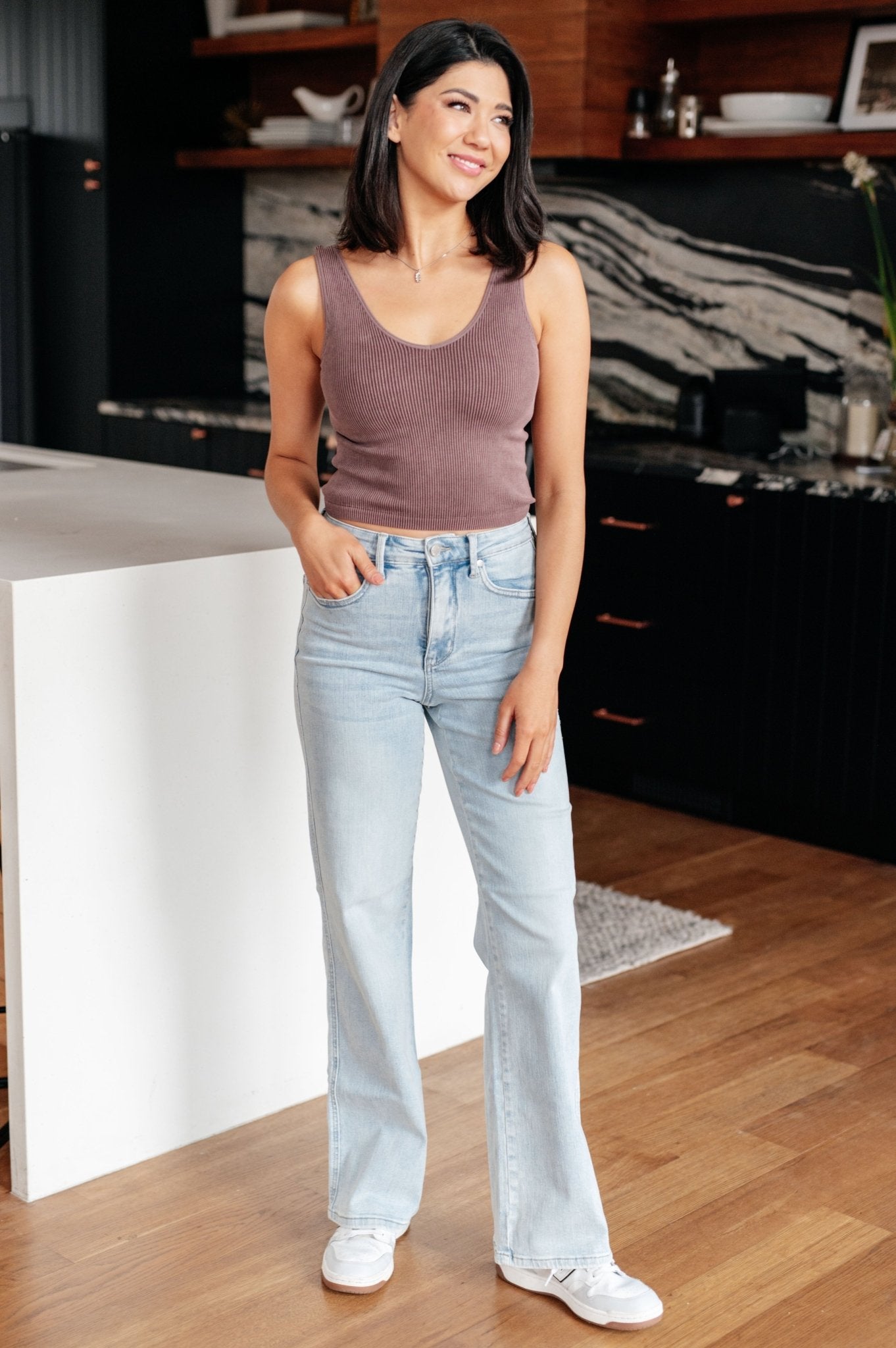 Brooke High Rise Control Top Vintage Wash Straight Jeans (Online Exclusive) - Uptown Boutique Ramona