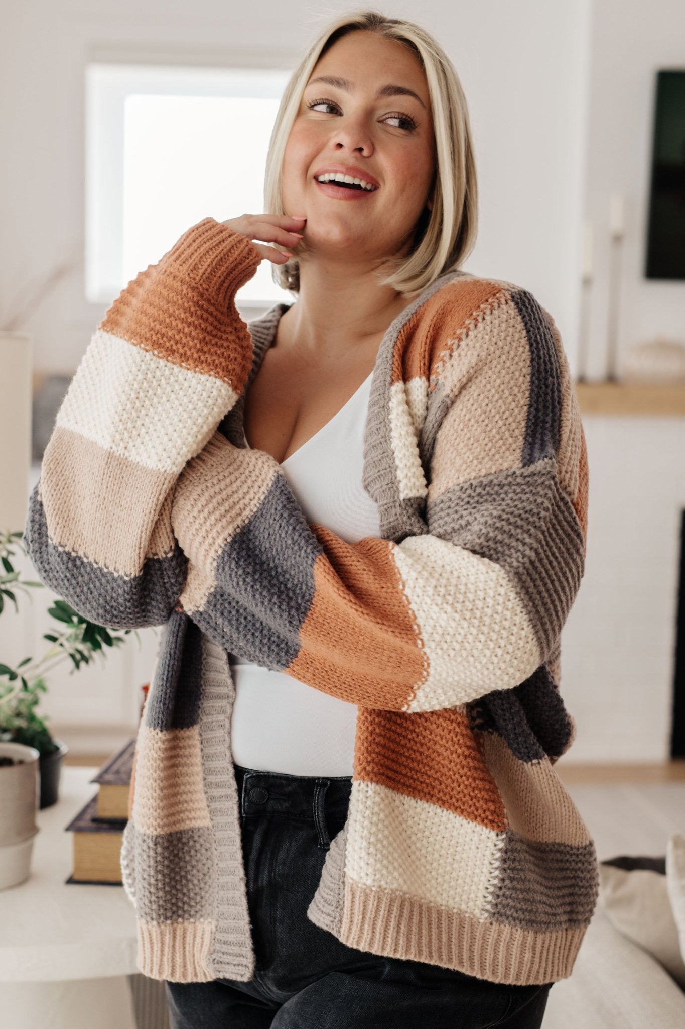 Brown Sugar and Molasses Checkered Cardigan (Online Exclusive) - Uptown Boutique Ramona