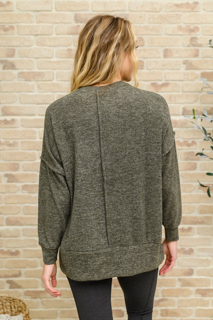 Brushed Drop Shoulder Sweater In Olive (Online Exclusive) - Uptown Boutique Ramona