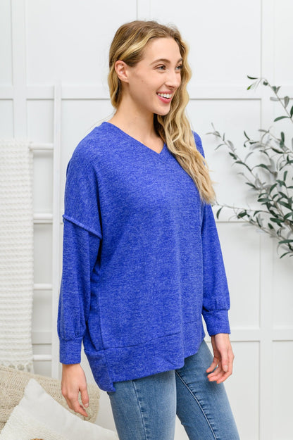 Brushed Soft Sweater In Blue (Online Exclusive) - Uptown Boutique Ramona