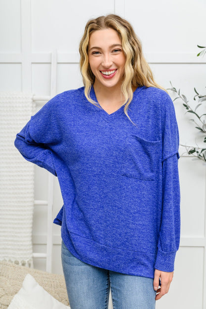 Brushed Soft Sweater In Blue (Online Exclusive) - Uptown Boutique Ramona