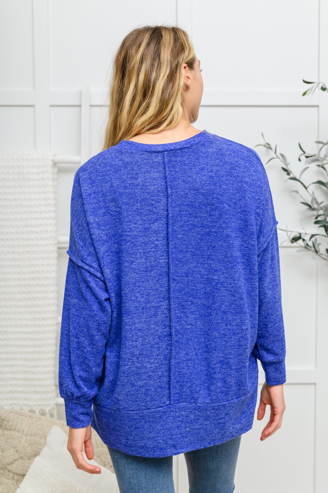 Brushed Soft Sweater In Blue (Online Exclusive) - Uptown Boutique Ramona