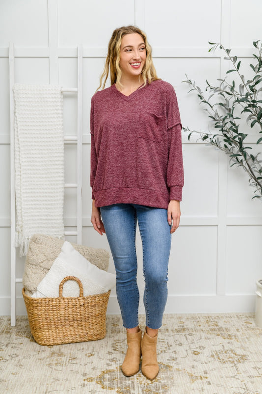 Brushed Soft Sweater In Burgundy (Online Exclusive) - Uptown Boutique Ramona