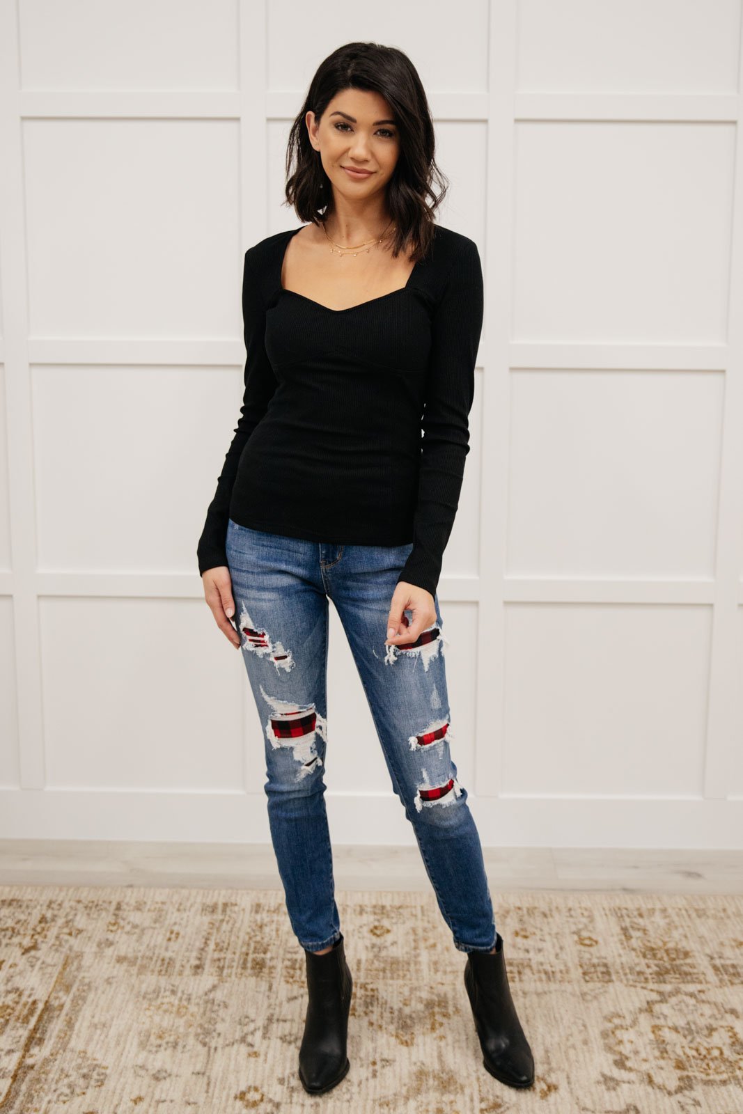 Buffalo Plaid Peek - A - Boo Skinnies (Online Exclusive) - Uptown Boutique Ramona