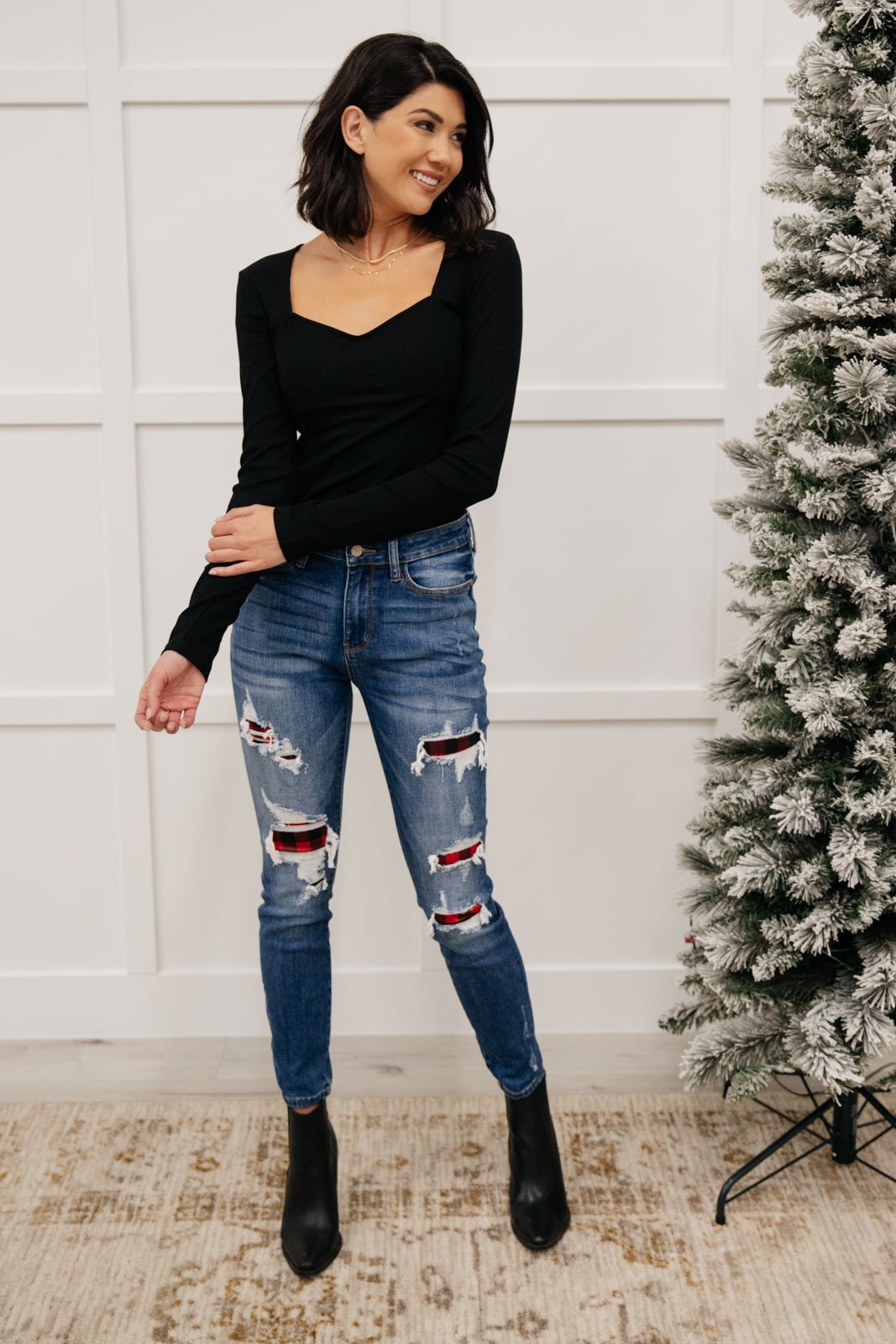 Buffalo Plaid Peek - A - Boo Skinnies (Online Exclusive) - Uptown Boutique Ramona